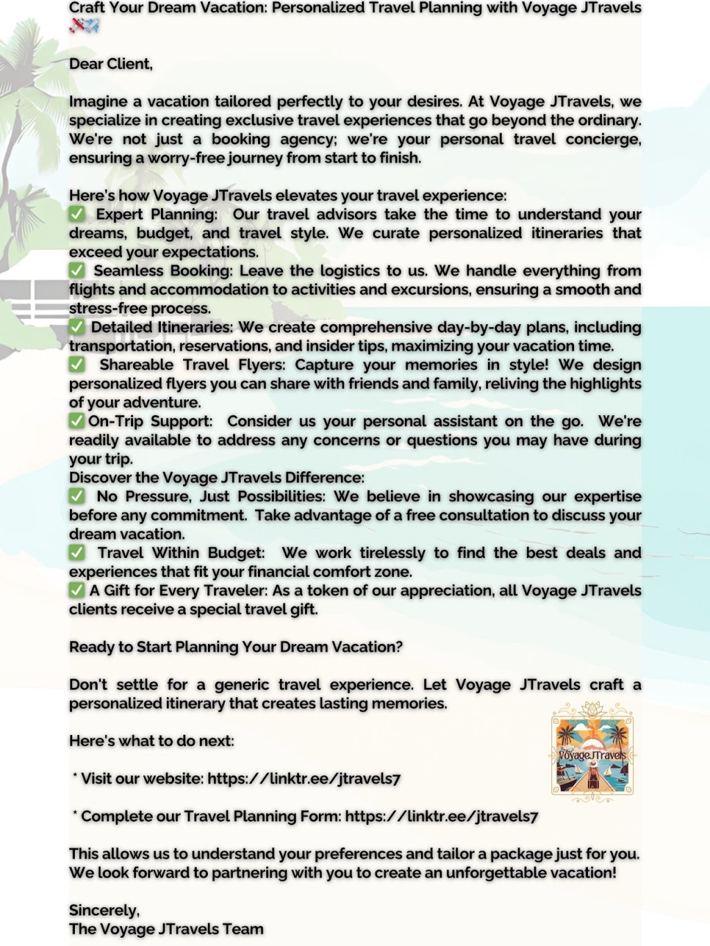 😍 Craft Your Dream Vacation with Voyage JTravels Personalized Travel Planning&nbsp;✈️🌟