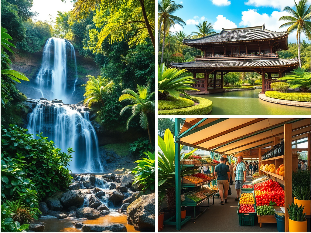 Hilo: Explore Akaka Falls State Park, stroll through Liliʻuokalani Gardens (the largest authentic ornamental Japanese garden outside Japan), and snag local treats at Hilo Farmers Market.