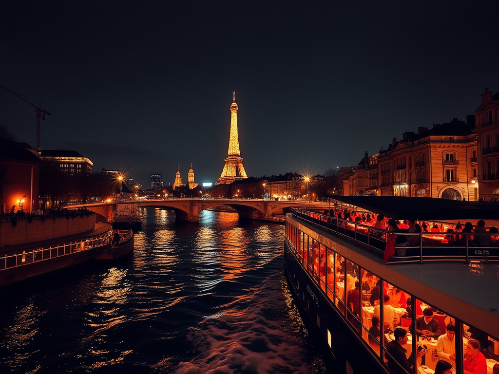 Seine River Cruise: Embark on a romantic Seine River cruise as the city lights begin to twinkle. Capture stunning photos of the illuminated landmarks from a unique perspective. 🛥️ #SeineRiver #ParisByNight