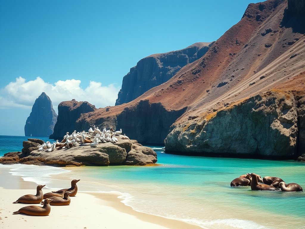 Española Island

Home to the waved albatross breeding colony (April-December), where these magnificent birds perform elaborate mating dances. The island's Punta Suarez features a dramatic blowhole sending seawater 100 feet into the air. Gardner Bay offers one of the archipelago's most beautiful beaches where sea lions lounge alongside sunbathing visitors. The contrast between the arid interior and dramatic cliff-lined coast makes Española a photographer's paradise.