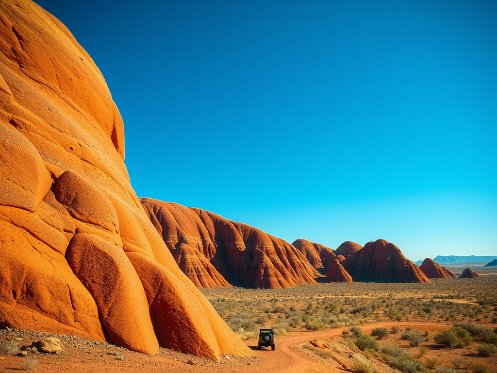 [Featured Image: A breathtaking panoramic shot of the Bungle Bungle Range in Purnululu National Park, with the iconic orange and black striped beehive domes under a clear blue sky, perhaps with a hint of a distant 4WD or a couple hiking to show scale and adventure.]