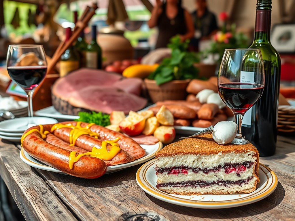 2. Savor Black Forest Flavors 🍽️
Try the iconic lange rote sausage at the market—a local favorite, best enjoyed with spicy mustard109.
Indulge in Black Forest ham, creamy schnitzel, and the decadent Black Forest cake (Schwarzwälder Kirschtorte)10.
Don’t miss a glass of Baden wine or a refreshing wine slushy on a sunny afternoon9. https://linktr.ee/jtravels7