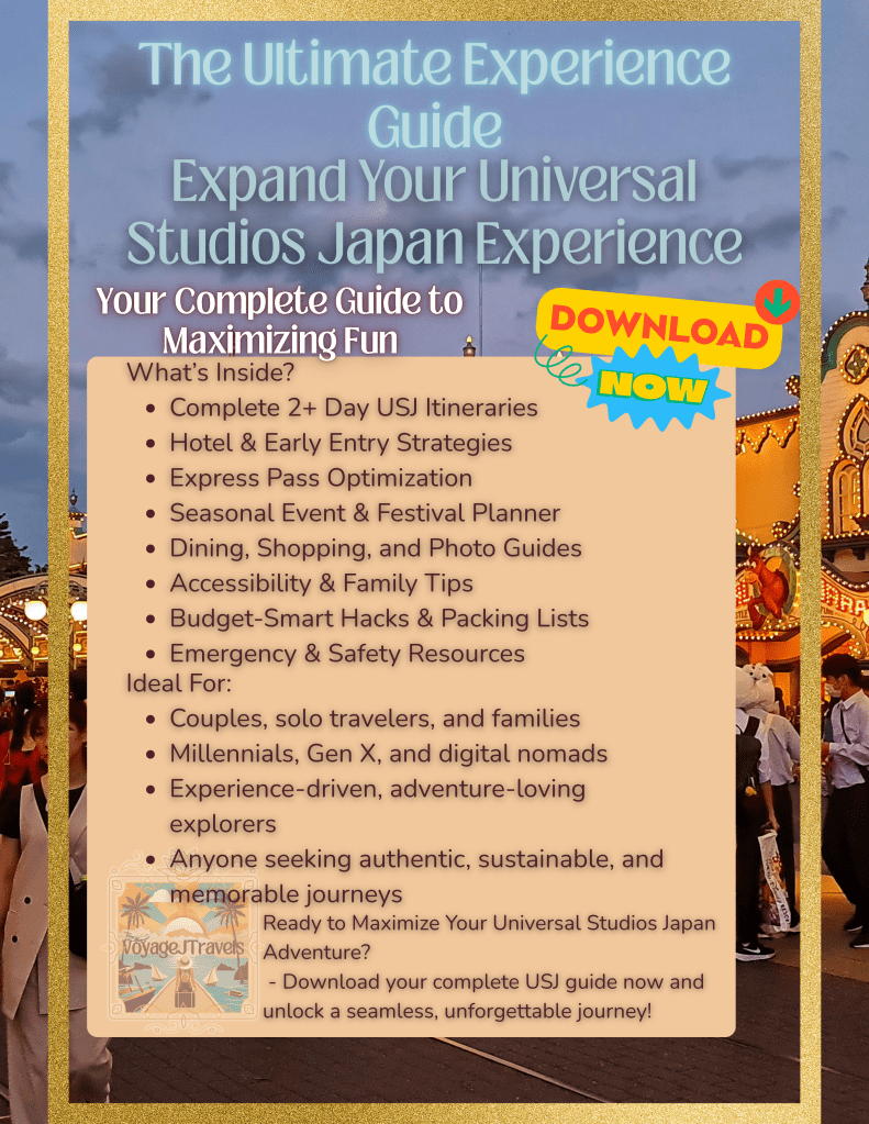 Complete digital guide to Universal Studios Japan for adults. Skip the stress, maximize the fun. Expert itinerary, insider tips, money-saving strategies. Instant download PDF. https://linktr.ee/jtravels7
