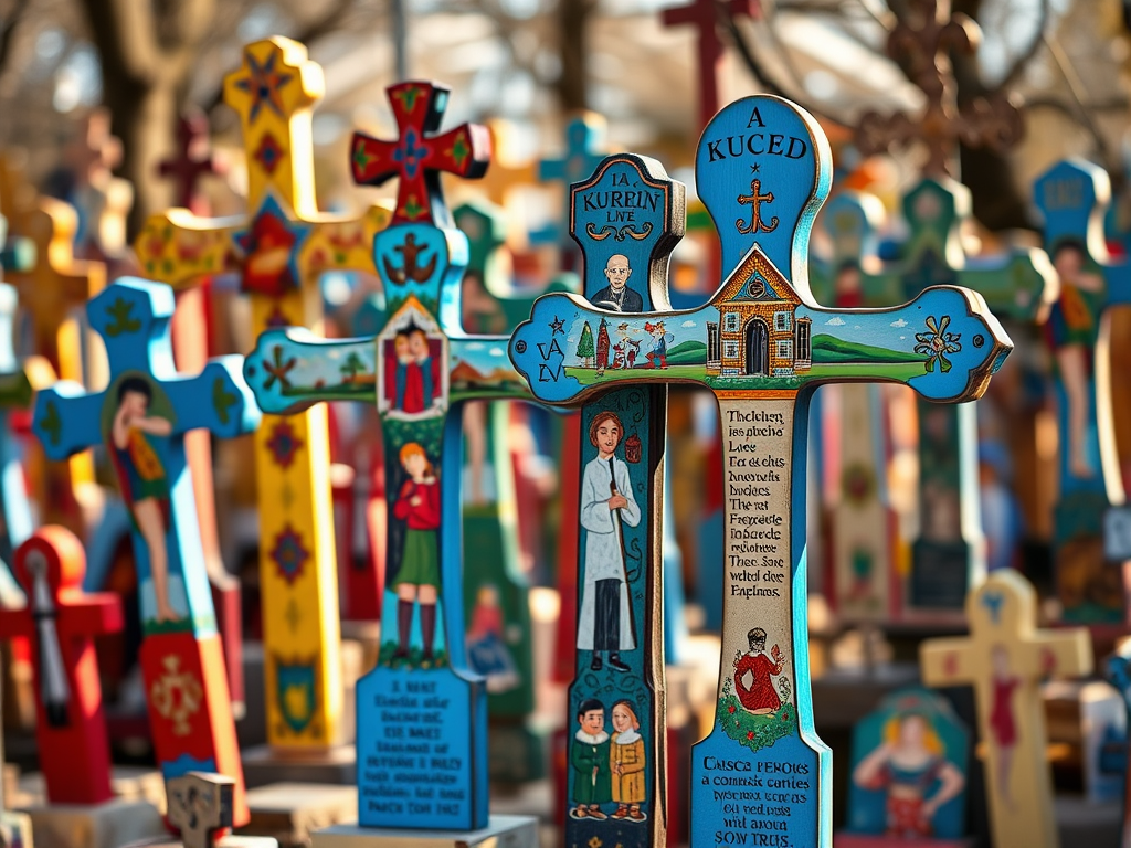 Perhaps the most unique cultural site in Maramures is the famous "Merry Cemetery" in Săpânța24. Unlike the somber graveyards we're accustomed to in the West, this remarkable place celebrates life through vividly painted crosses depicting the deceased's life story, often with humorous poems about their personality or how they died24. The bright blue backgrounds and colorful scenes create an atmosphere that's surprisingly joyful – a reflection of the local belief that death is simply a transition to be approached with acceptance and even humor49.

Walking among these artistic memorials offers profound insights into the local philosophy toward life and death24. Each cross tells a story – from the shepherd who loved his sheep to the woman who enjoyed gossiping with neighbors – creating a collective village biography that spans generations49. It's a powerful reminder of how cultural perspectives on even universal experiences like death can vary so dramatically