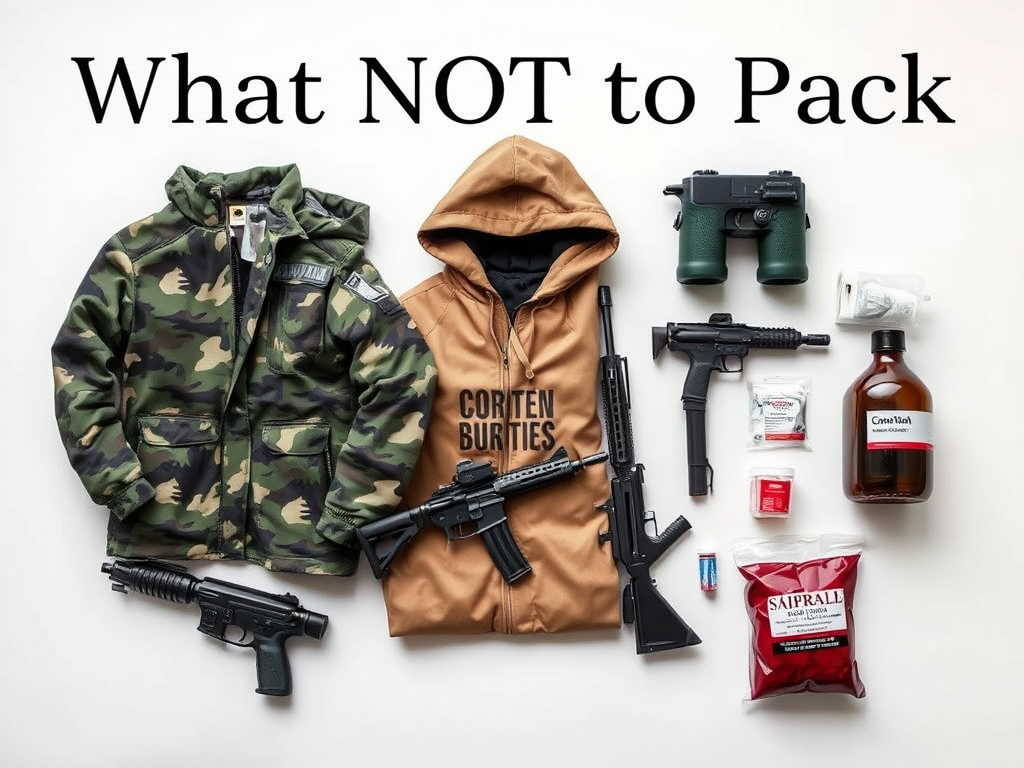 What NOT to Pack

Camouflage clothing (illegal in Jamaica)

Heavy winter clothes

Weapons of any kind (including toy replicas)

Illegal substances23 https://linktr.ee/jtravels7